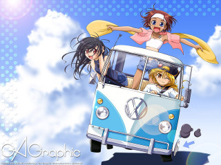 Sky bus group manga girls - cloud behind them free wallpaper