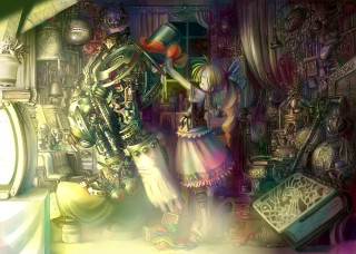 Woman man room clock tower - a storybook illustration free wallpaper for desktop
