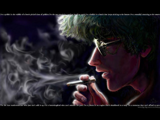 Psychedelic portrait man glasses cigarette - psychedelic free wallpaper