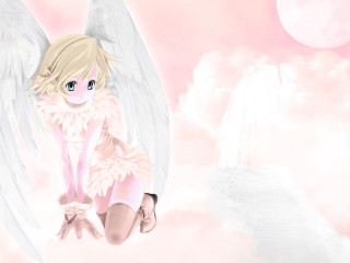 Angel girl cloud pink moon - angel free wallpaper