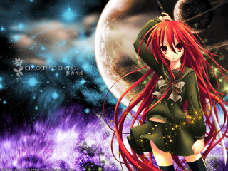 Anime girl redhair green dress - long red hair free wallpaper