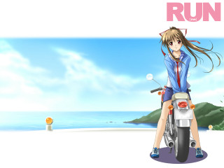 Girl motorcycle beach sky lighthouse - a beach near the ocean free wallpaper