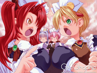 Anime girls red hair green 2 - her tongue free wallpaper