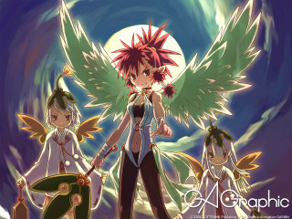 Anime angel demon wings fullmoon - full free wallpaper