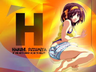 Yellow shirt anime girl smile - letterism free wallpaper