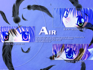 Blue eyed anime girl feathers - airbrush free wallpaper