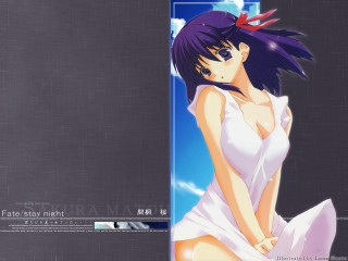 Anime girl purple hair white - a sky free wallpaper