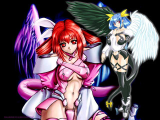 Angel girls demon background pink - angel free wallpaper