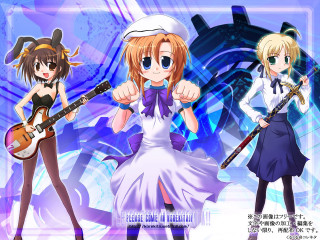 Anime girls guitars sailor haruki - their hand free wallpaper