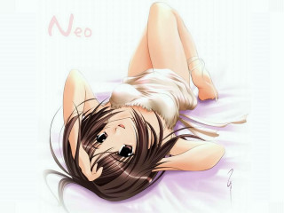 Woman laying bed crossed anklet - her stomach free wallpaper