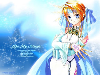 Redhair blueeyes white dress blue - gold free wallpaper