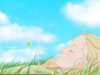 Girl grass dreamlike sky blonde - ann thetis blacker free wallpaper