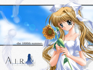 Girl sunflower white dress blue - a sunflower free wallpaper