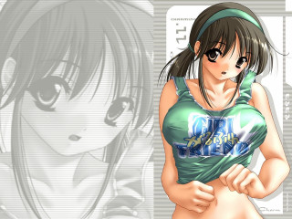 Girl green shirt hands on - widescreen free wallpaper
