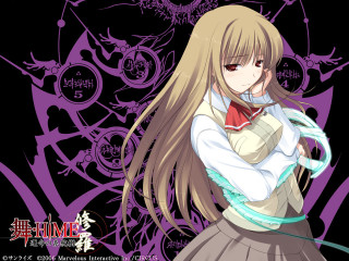 Anime girl long hair purple - clock free wallpaper