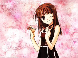 Girl bow flower pink background - a pink background behind her free wallpaper