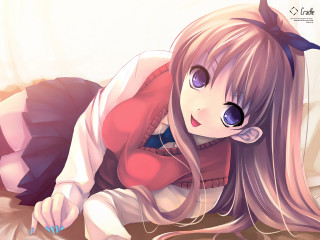 Anime girl laying bed pink - a pink shirt free wallpaper