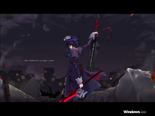 Woman sword cityscape night starry - a dark city free wallpaper