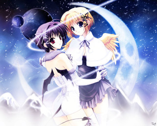 Moon stars anime girls angel - a moon free wallpaper