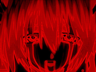 Creepy woman red background eyes - neoexpressionism free wallpaper