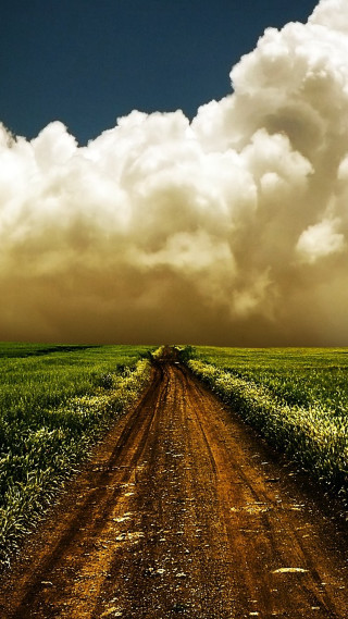 Dirt road field clouds crops - a dirt road in a field free wallpaper