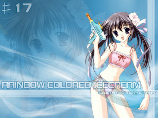Girl bikini gun blue background - a gun free wallpaper