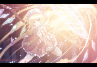 Anime girl sword light shining - shining behind her free wallpaper