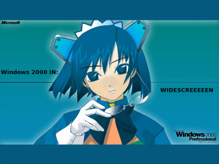 Blue hair windows 2000 screenshot - widescreen free wallpaper