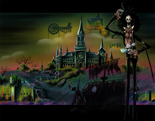 Skeleton castle clock tower gothic - a castle free wallpaper
