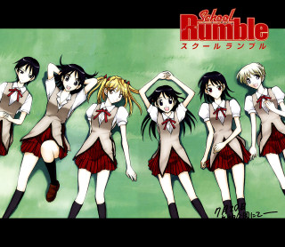 Anime girls school uniforms group 2 - their back free wallpaper