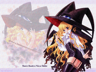 Anime blonde witch hat lace - a anime character free wallpaper for desktop