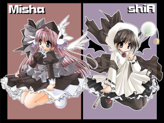 Anime gothic twogirls pinkhair blackdress - a boy free wallpaper