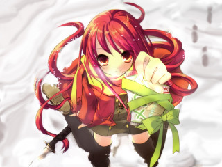 Redhair greenscarf girl anime shana - chizuko yoshida free wallpaper