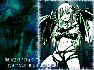 Demon girl wings horns red - a picture of a woman free wallpaper