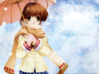 Girl umbrella snow star sky - an umbrella in front free wallpaper