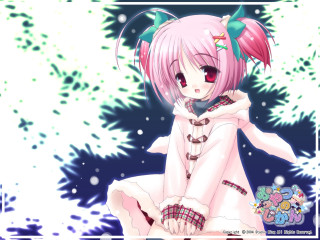 Pink hair girl snow christmas - ground free wallpaper