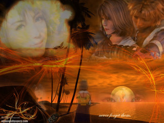 Sunset couple water magicrealism finalfantasy - final fantasy free wallpaper