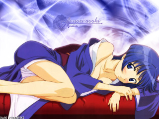 Woman couch blue background anime - blue free wallpaper