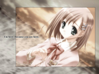 Anime girl bowtie greeneyes outdoors - im free wallpaper