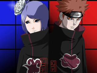 Anime characters wall red blue - two anime character free wallpaper