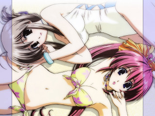 Anime girls brushing teeth bikini - her tooth free wallpaper