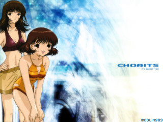 Anime girls bikini beach blue - a white swirl free wallpaper