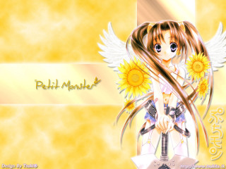 Gothic anime girl sunflowers holding - a white border free wallpaper
