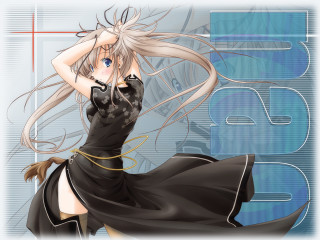Woman blonde long hair black - the wind free wallpaper