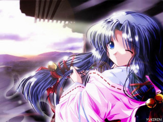 Woman longhair blueeyes sword miko - a sword free wallpaper