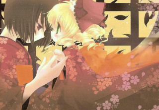 Couple flower window kimono blonde - a man holding free wallpaper