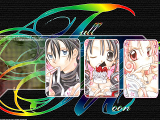 Anime characters rainbow swirls night - a screenshot free wallpaper for desktop