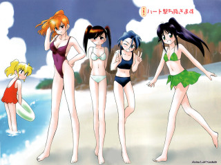 Beach girls surfboard cartoon anime - suit free wallpaper