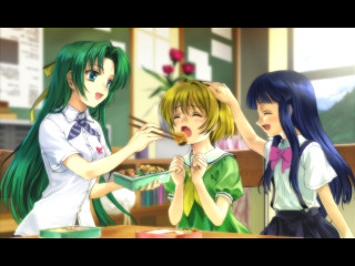 Group girls food blurry characters - plate free wallpaper