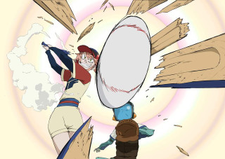 Woman giant object man baseball - a cartoon of a woman holding free wallpaper